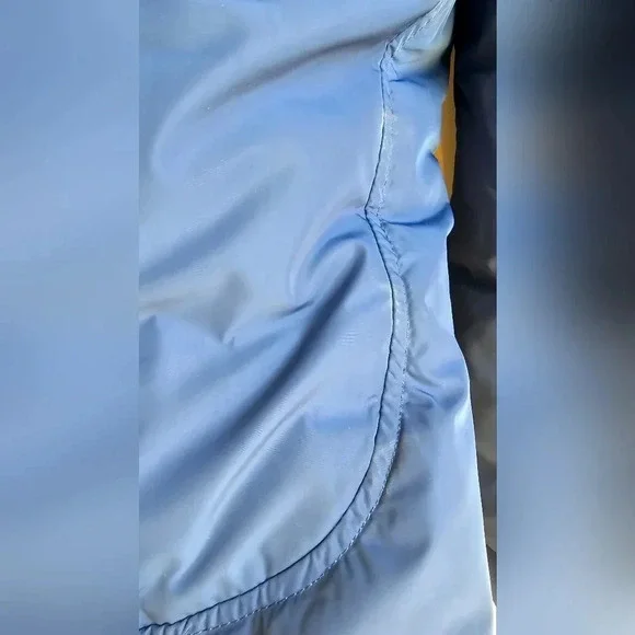 Danier Winter  Down Filled Leather Blue Black Jacket size L Fitted - Picture 8 of 14